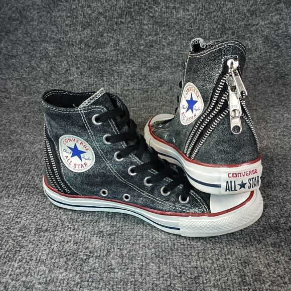 Converse Chuck Taylor Tri Zip Women Size 7 Black Grey Denim Sparkle Wash - Picture 1 of 9